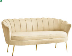  Luxus kanapé, 3 személyes, bézs Velvet szövet/arany, Art-deco, NOBLEO TYP 2