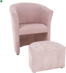  Klub fotel puffal, rózsaszín, ROSE