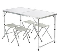Daube Összecsukható alumínium kempingasztal 120x60x55/62/70 cm fehér állítható magasságú piknikasztal, bőröndasztal