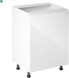  Alsószekrény, fehér/fehér extra magasfényű, AURORA D602F
