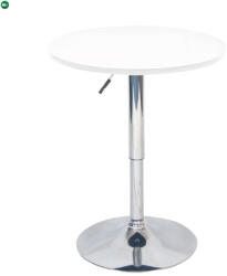  Bárasztal, magasság állítással, króm/fehér, átmérő 60 cm, BRANY 2 NEW