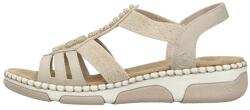 RIEKER Sandale dama, bej, casual, piele ecologica, cu talpa joasa, Rieker 66201-62-Bej (Marime: 40) (66201-62-Bej-40)