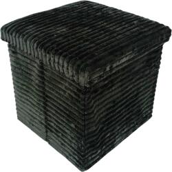  Taburet Pliabil cu Spatiu de Depozitare, Tip Cutie, Otoman, Material pufos, Cub 38X38X38 cm, Negru (24169-13#1)