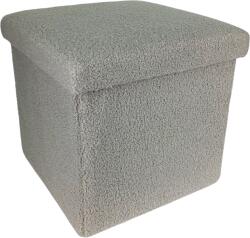  Taburet Tapitat Pliabil cu Spatiu de Depozitare, Tip Cutie, Otoman, 38X38X38 cm, Gri (24166-1#1)