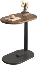  Masa de cafea laterala cu structura metalica si blat cu aspect de lemn, design tip C, pentru living si spatii comerciale (21015-18) Masa de cafea