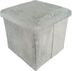  Taburet Pliabil cu Spatiu de Depozitare, Tip Cutie, Otoman, Material pufos, Cub 38X38X38 cm, Gri (24169-14#1)