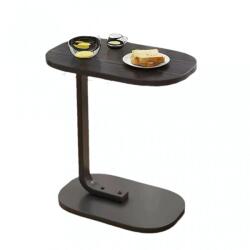  Masa de cafea laterala neagra cu structura metalica si blat din lemn, design tip C, pentru living si spatii comerciale (21015-19) Masa de cafea