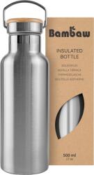 Bambaw Rozsdamentes acél hőszigetelt ivópalack, 500 ml - Natural Steel