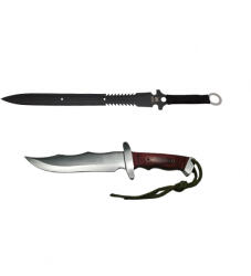 DEPOX Set sabie si cutit de vanatoare, DEPOX®, Steel Wolf, otel inoxidabil, 31 cm, argintiu (0903)