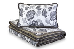 Wooline Set de pat Merino, pilotă 140x200 cm + pernă 40x60 cm, gri Monstera Lenjerie de pat
