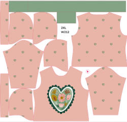 Takoy Panou cu croială 2XL hanorac damă din french terry funcțional model inimă Pink green