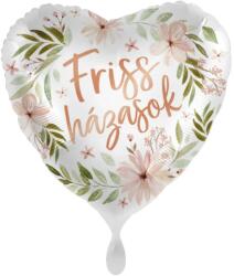  45 cm-es Friss Házasok Feliratú Mintás Fólia Lufi (mpr-81144)
