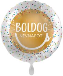 45 cm-es Boldog Névnapot Smile Mintás Fólia Lufi (mpr-70253-2)