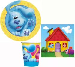  Azúrkék nyomok Fun party szett 32 db-os 23 cm-es tányérral (JVL001196)