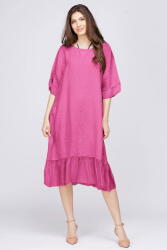 Rosa 99 Rochie midi din in fucsia cu volane din matase si funda pe spate Talie unica