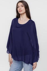 SHOPIKA Bluza din matase si vascoza cu maneca clopot, bleumarin Talie unica