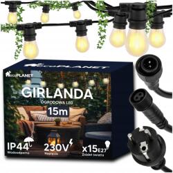 BERGE Kerti fényfüzér Led 15m 16xE27 szett izzókkal Vízálló (Girlanda Ogrodowa Świetlna LED 15m 16xE27)