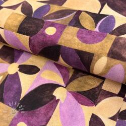  Dekorációs anyag SLUB Abstract flowie aubergine digital print