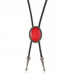 24Bottles Bolo Nyakkendő Cowboy nyaklánc Boho szíj medál Piros Kő retro (KS29_)