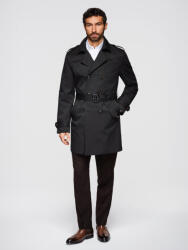 Ombre Clothing Мъжко двуредно елегантно палто SLIM FIT с колан - черно V2 OM-COLC-0146 Ombre Clothing Ombre Clothing | Cheren | МЪЖЕ | L