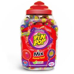 Pin pop Mix Assorted - Vegyes gyümölcs izű nyalóka középen rágóguimival 18 g