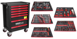 KROFTOOLS Cărucior scule 7 sertare 160 piese, negru (8621)