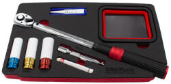 KROFTOOLS set cheie dinamometrică profesională cu accesorii, 8 piese, 1/2", 20-120 Nm, tavă cu spumă (K-8367) Trusa unelte