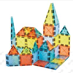 Bufnitel Joc de constructie magnetic educativ cu 43 piese, forme 2D si 3D, 5.5 cm (CH1301)