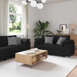 vidaXL Canapea 3 pcs Negru 219 x 80 x 82 cm Material textil din in GartenMobel Dekor (3324660) Canapea