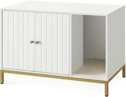 FEANDREA dulap pentru litiera pisicii, alb cu cadru metalic auriu, 80x50x55 cm (EZ-PCL007W01V1) Comoda