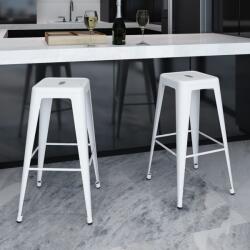 vidaXL Scaune de bar, 2 buc. , alb, otel GartenMobel Dekor (240925)