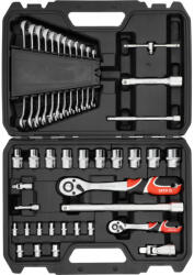 TOYA Set scule cu antrenare 1/4 și 1/2", cu chei tubulare și chei combinate, 41 piese (YT-38742) - mistertools Trusa unelte