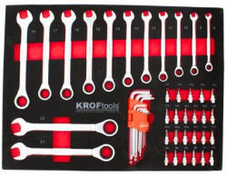 KROFTOOLS set chei cu clichet + biți 1/4", 45 piese, tavă cu spumă (8569) Trusa unelte