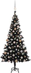 vidaXL Brad Craciun pre-iluminat cu set globuri, negru, 180 cm, PVC GartenMobel Dekor (3077590)