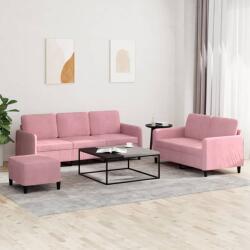 vidaXL Set de canapele, 3 piese, roz, catifea GartenMobel Dekor (3202027) Canapea