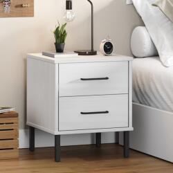 vidaXL Noptiera cu picioare metalice „OSLO, alb, lemn masiv pin GartenMobel Dekor (350975)
