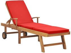vidaXL Sezlong cu perna, rosu, lemn masiv de tec GartenMobel Dekor (48026)
