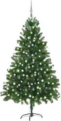 vidaXL Brad Craciun pre-iluminat artificial set globuri, verde, 210 cm GartenMobel Dekor (3077728)