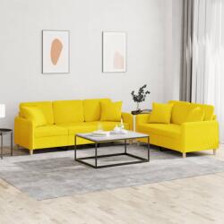 vidaXL Set de canapele cu perne, 2 piese, galben deschis, textil GartenMobel Dekor (3202139) Canapea
