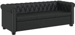 vidaXL Canapea Chesterfield Premium cu 3 Locuri din Piele Ecologica, Negru, 200x76x70 cm (242370)