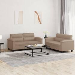 vidaXL Set de canapele cu perne, 2 piese, cappuccino, piele ecologica GartenMobel Dekor (3202366) Canapea