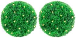 vidaXL Mingi artificiale din lemn de cimis cu lumini LED 2 buc Verde GartenMobel Dekor (3335905)