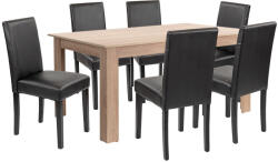 Leziter Set masa dining Leziter Leon 6+1 cu 6 scaune, stejar Sonoma-negru (LYET160ST_LKE-BL_6)