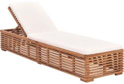 vidaXL Sezlong cu perna crem, lemn masiv de tec GartenMobel Dekor (316037)