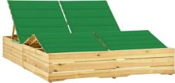 vidaXL Sezlong dublu si cu perne verzi, lemn de pin tratat GartenMobel Dekor (3065989)