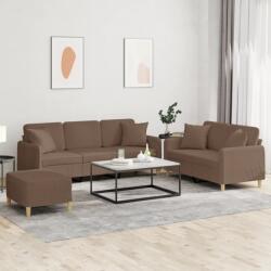 vidaXL Set de canapele cu perne, 3 piese, maro, textil GartenMobel Dekor (3202145) Canapea