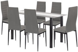 Leziter Set de dining Leziter Denton 6+1 cu masa din sticla, gri-negru, 140x80 cm (LUA140B_DA258GB_6)
