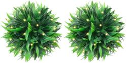 vidaXL Mingi artificiale din lemn de cimis cu lumini LED 2 buc Verde GartenMobel Dekor (3335900)