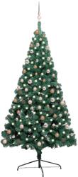 vidaXL Jumatate brad Craciun artificial cu set globuri verde 210 cm GartenMobel Dekor (3077566)