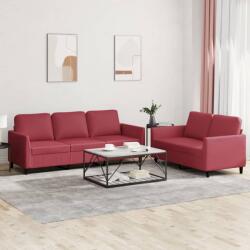 vidaXL Set de canapele cu perne, 2 piese, rosu vin, piele ecologica GartenMobel Dekor (3201763) Canapea